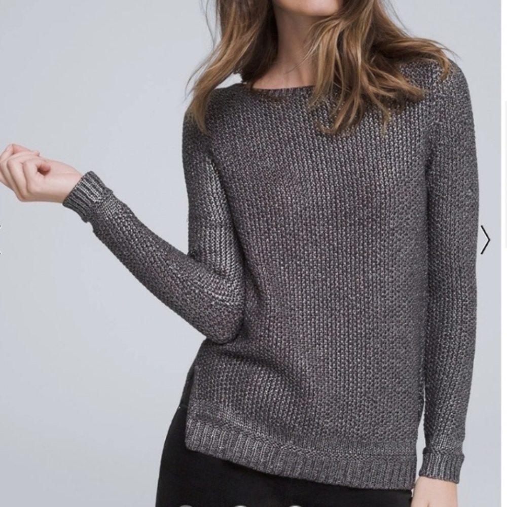 Metallic knit sweater by White House Black Market, size S. Exquisite detail. New - Picture 1 of 12